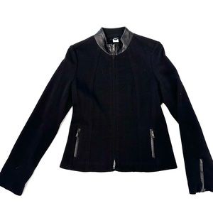 Philippe Adec Wool Blazer Leather Trim 8